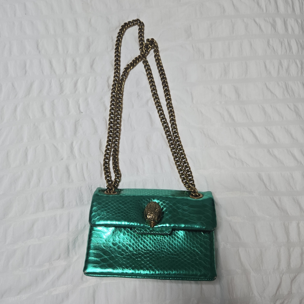 Kurt Geiger Green Teal Crossbody Bag with Gold Chain